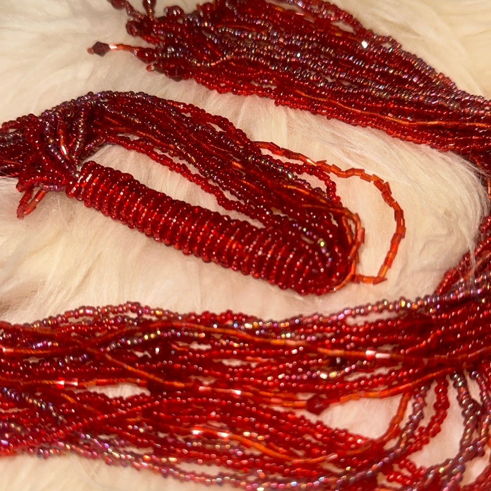 Lariat style multi strand beaded necklace